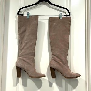 Dolce Vita Pull On Slouch Suede Tall Boot Size 8 - Taupe / Gray - Pointed Toe
